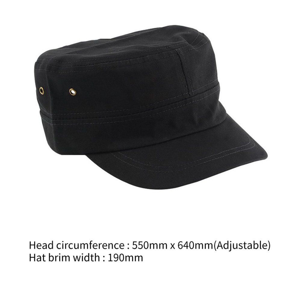 Casual Uni  Solid Color   Cap Military Flat Top Adjustable Baseball Hat-Black