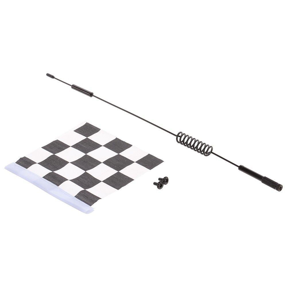 Metal Decorative Antenna With White   Black Flag For 1:10