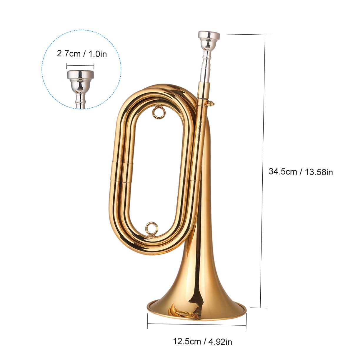 Brass Bugle Call Gold-Plated Trumpet Cavalry Horn With