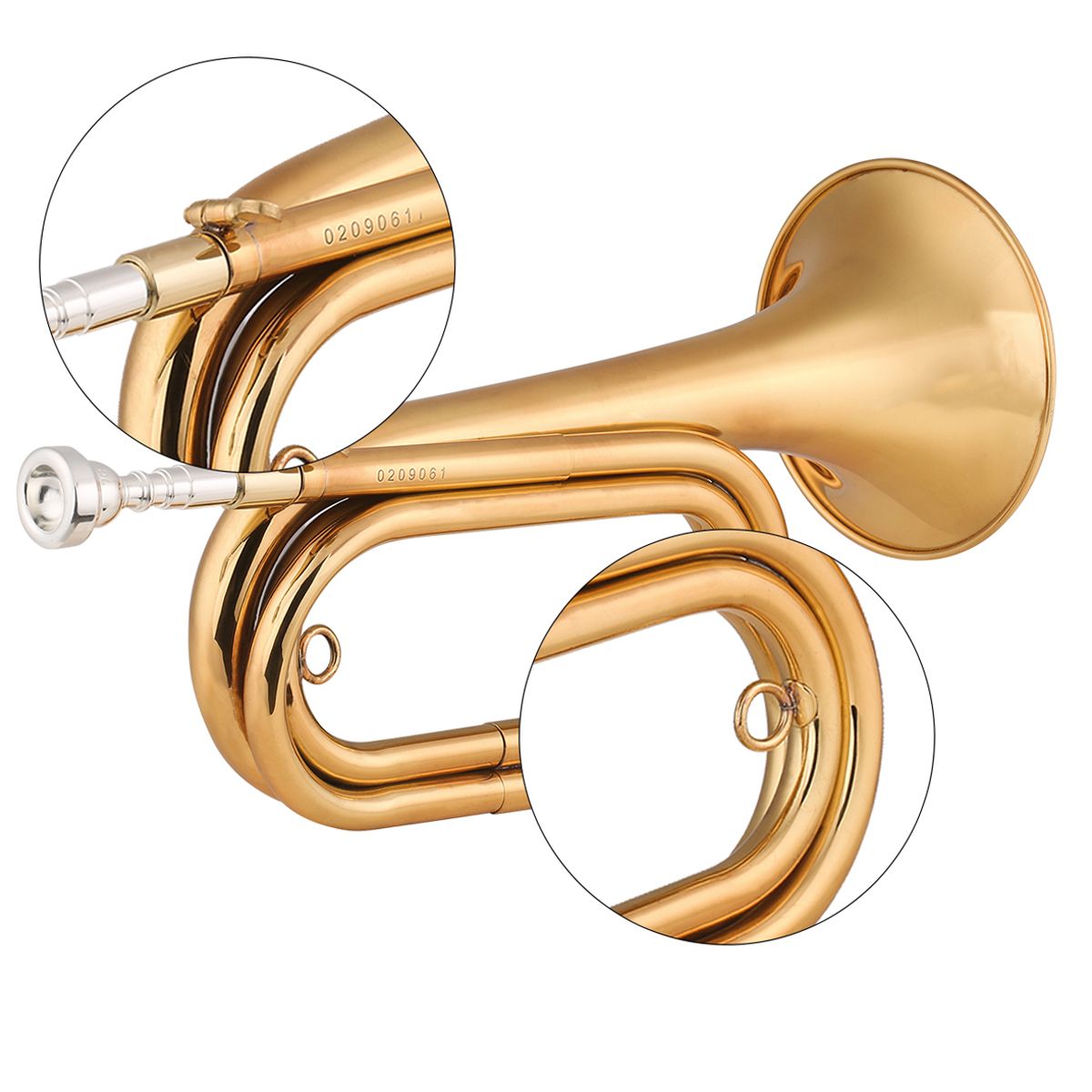 Brass Bugle Call Gold-Plated Trumpet Cavalry Horn With
