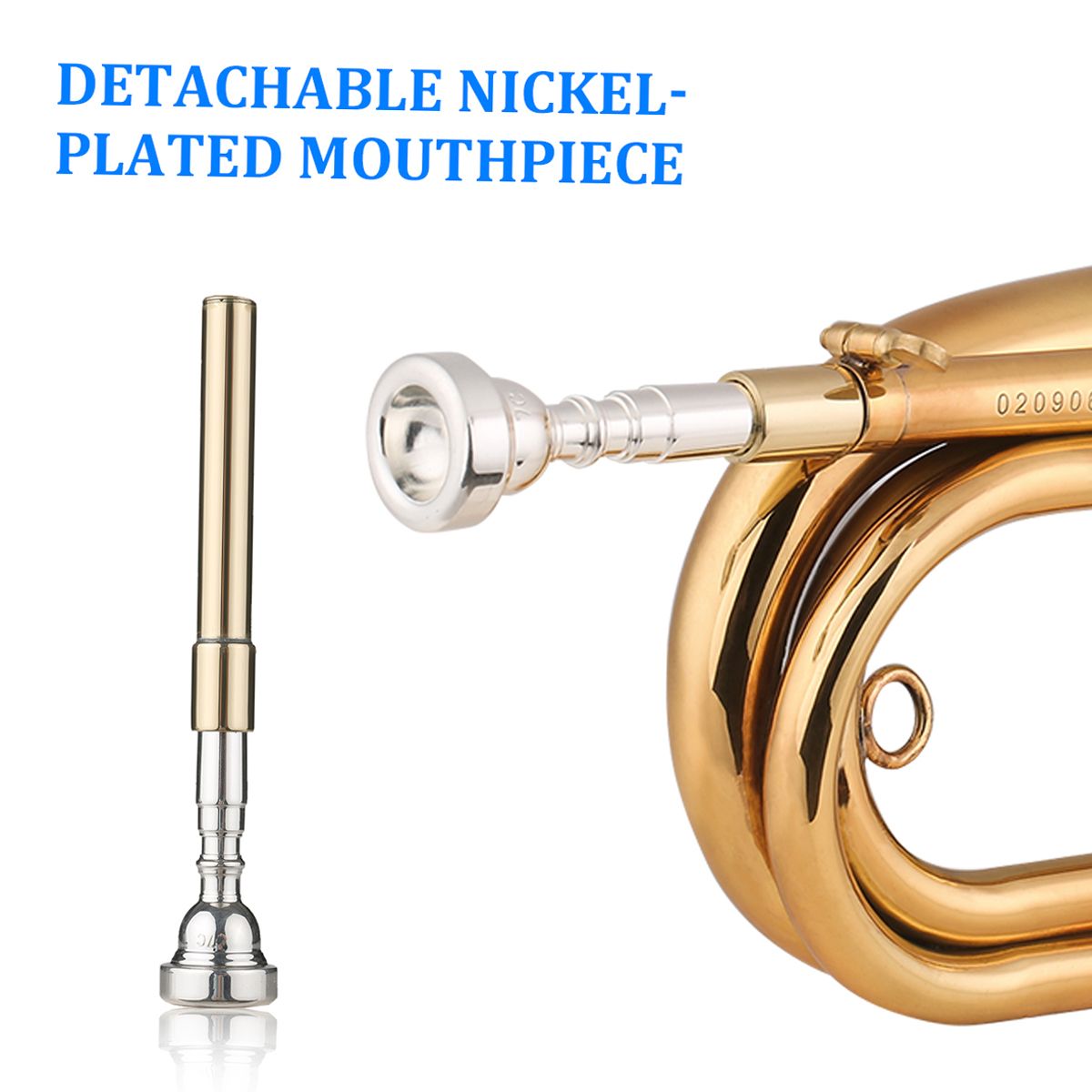 Brass Bugle Call Gold-Plated Trumpet Cavalry Horn With