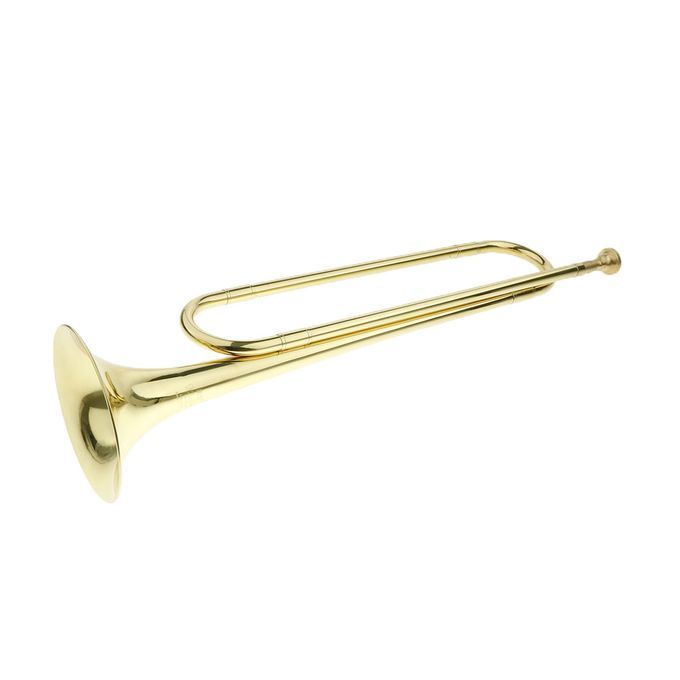 Retro  Cavalry Trumpet Bugle Horn Brass Instrument With Flag