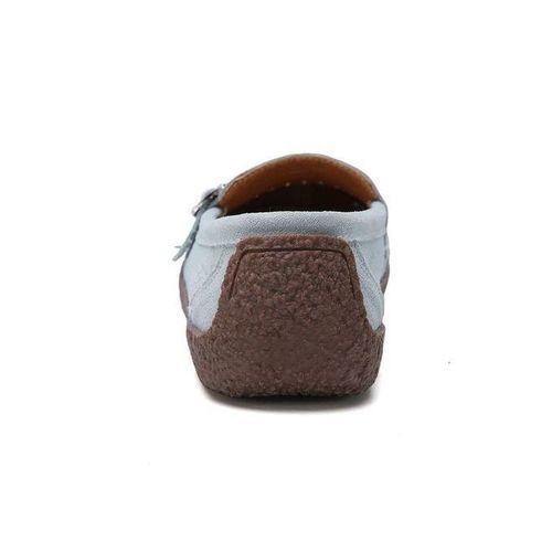 EUR Size 35-41 High Quality Flats Women Suede Leather Flats Shoes Handmade Comfort Loafers Grey