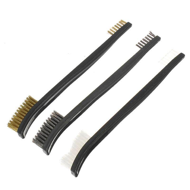 3Pcs Brush Kit Double End Steel Wire Brush Copper Wire Brush Nylon Brush
