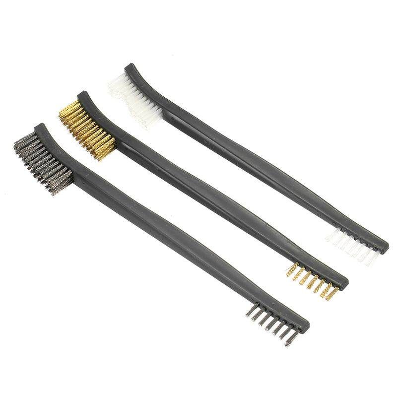 3Pcs Brush Kit Double End Steel Wire Brush Copper Wire Brush Nylon Brush