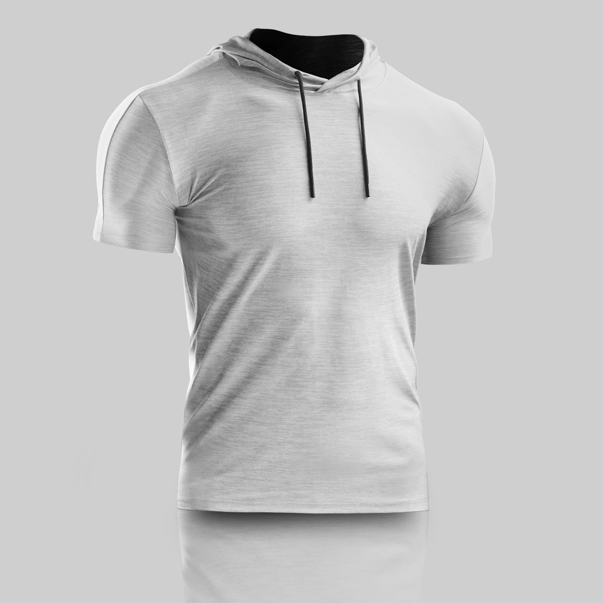 Men Summer Sports T-Shirt Solid Color Hooded Short Sleeve