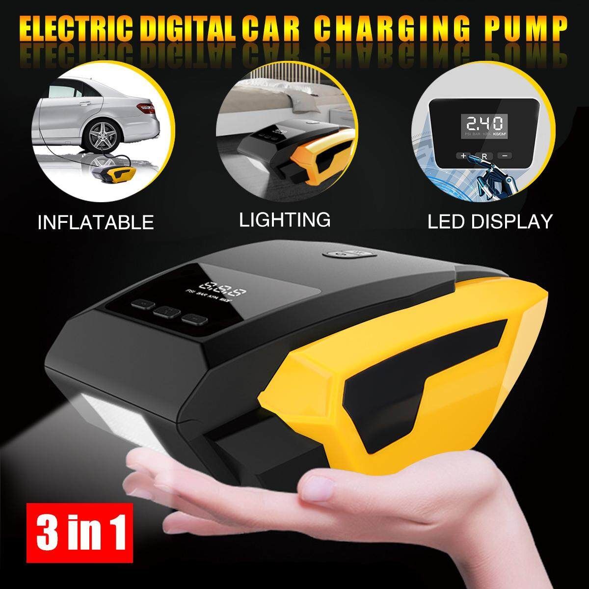 12V Double Cylinder Portable Car Air Compressor Digital Pump Inflator Tire Tyre