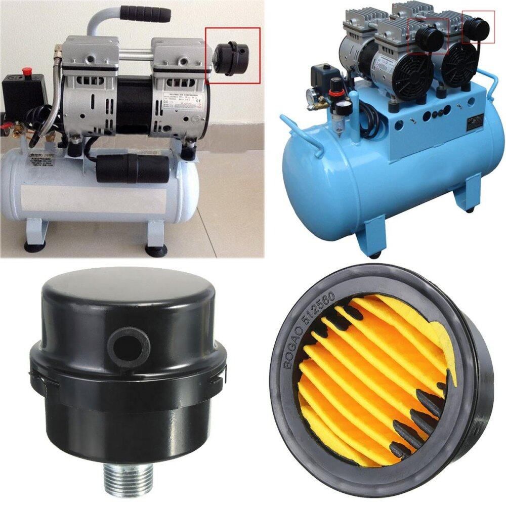 6pcs Black Metal 3/8BSP 16mm Thread Dia Air Compressor Intake Filter Muffler Silencer 40*60mm