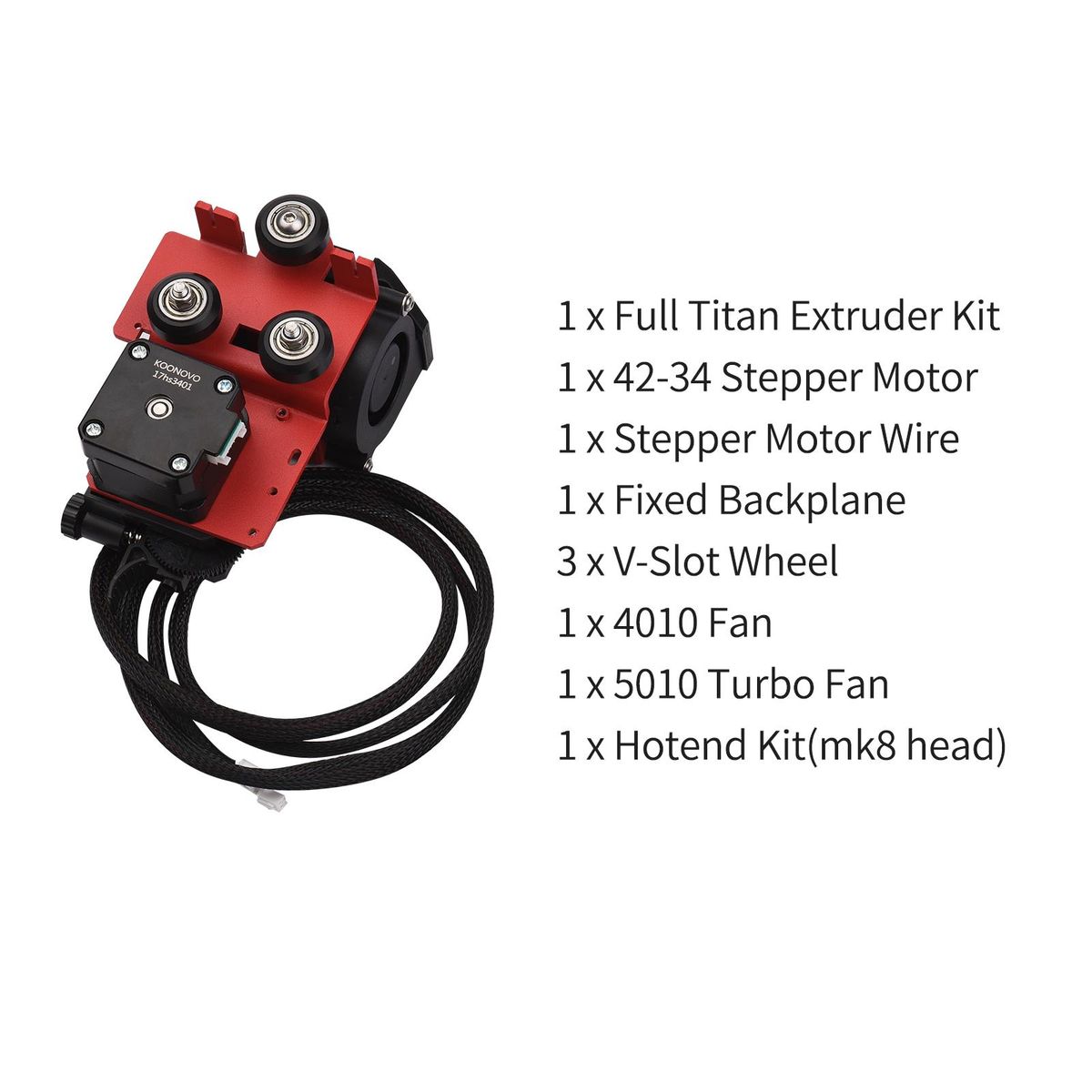 Full Metal Titan Extruder 3D Printer Direct Feed Extruding Machanism with 42-34 Stepper Motor Hotend Kit 4010 Fan 0.4mm Nozzle Fixed Backplane with V-Slot Wheel for Ender 3/Ender 3S/Ender 3PRO