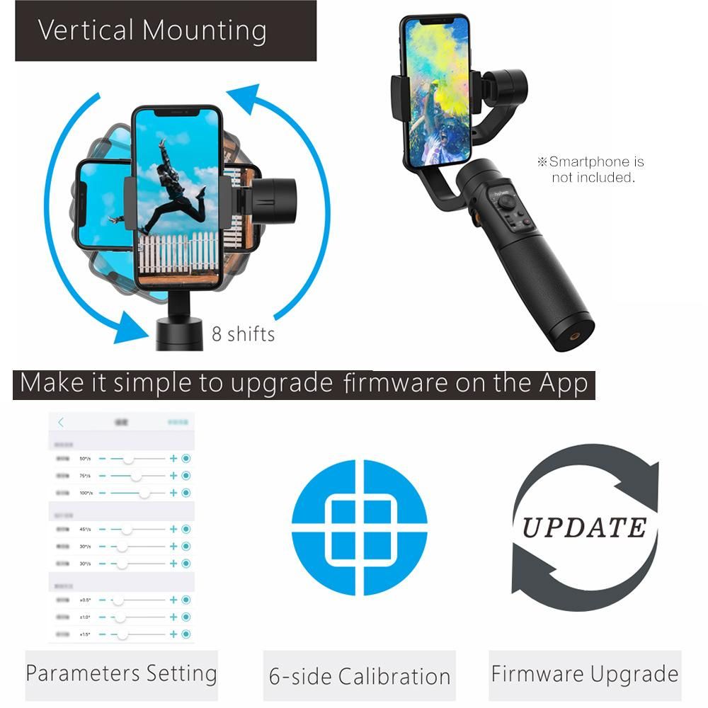 hohem iSteady Mobile+ 3-Axis Handheld Gimbal Stabilizer Auto-tracking Motion Time Lapse Panoramic Photography Zoom Control Max. Payload 280g Replacement for iPhone 13/12/11/X Pro Max 8 Smartphones