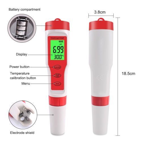 TDS PH Meter PH/TDS/EC/Temperature Meter Digital Water