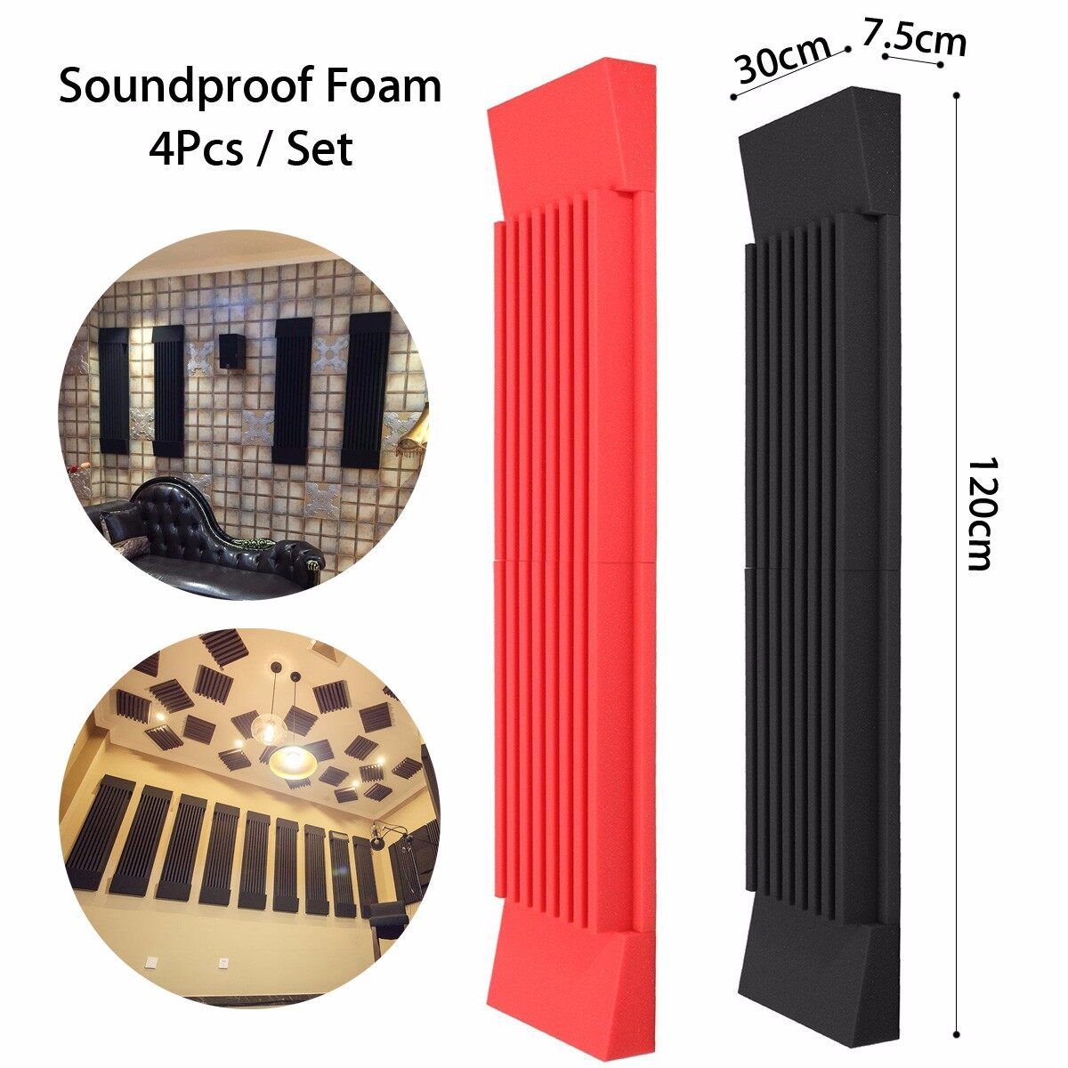 Acoustic Wedge Studio Soundproof Panel Foam Board Sound Absorption Sponge Tiles Grey Grey (dark Grey)