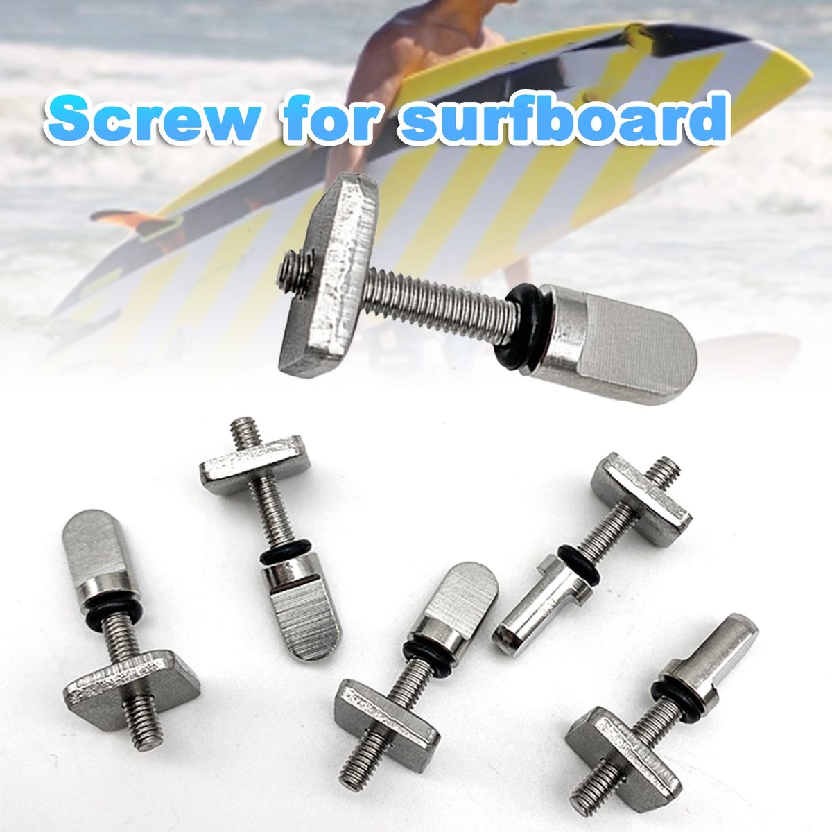 6Pcs Thumb Fin Screws Surfboard Rudder Fin Screws Silver Screw