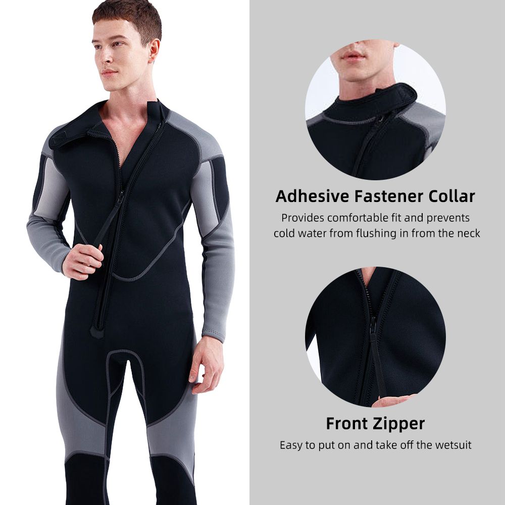 3mm Neoprene Wetsuit For Men Front Zip Full Body Diving Suit