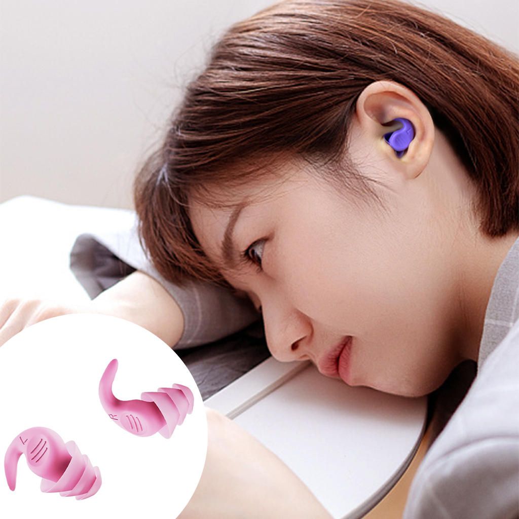 Noise Reduction Ear Plugs Silicone Sound Blocking For Sleep Pink