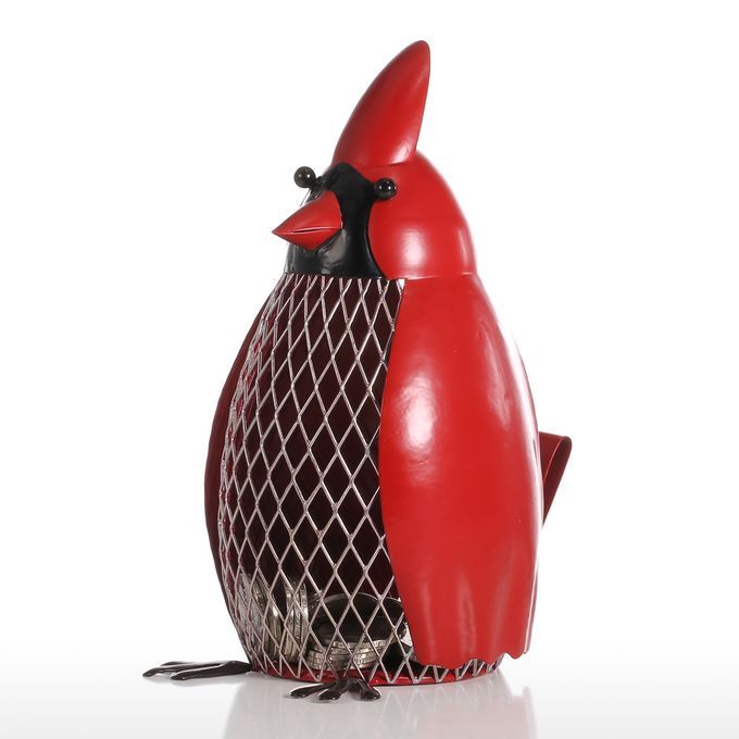 Bird Money  With Red Clothes Iron Handmade Bird Shape Coin -