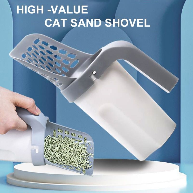 Cat Litter Shovel Cat Litter Scoop Self-cleaning Cat Litter Box Shovel Kitty Toilet Clean-With 4 Roll Poo Bags