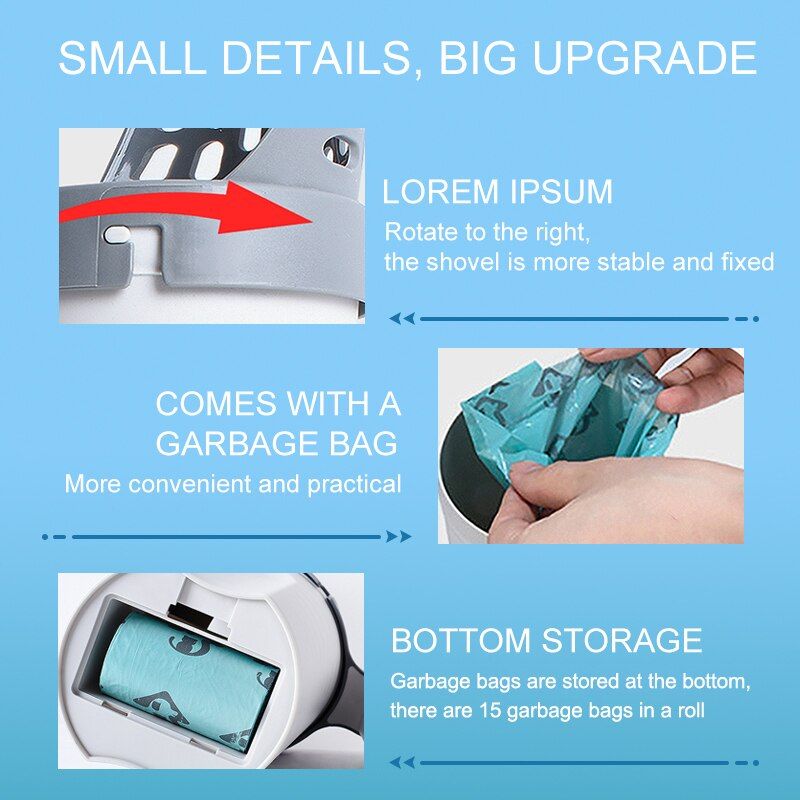 Cat Litter Shovel Cat Litter Scoop Self-cleaning Cat Litter Box Shovel Kitty Toilet Clean-With 4 Roll Poo Bags