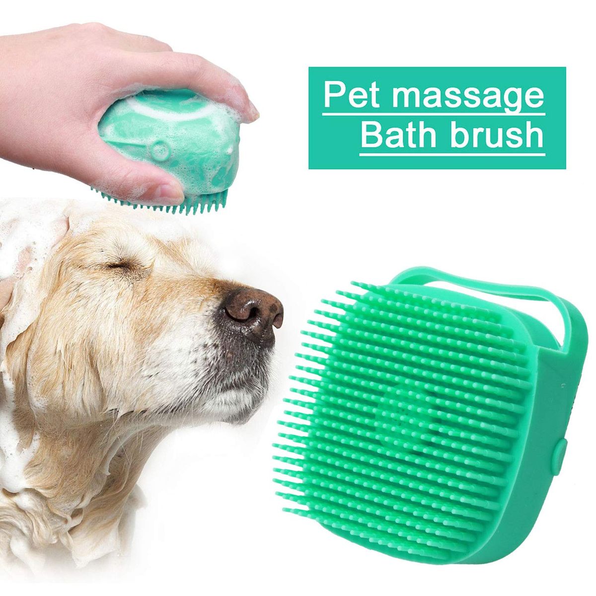 Pet Dog Shampoo Brush 2.7oz/80ml Cat Massage Comb Grooming Scrubber Brush For Bathing-Blue