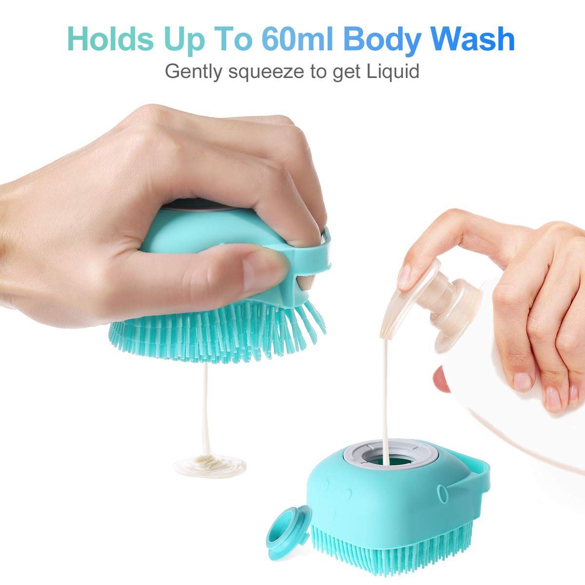 Pet Dog Shampoo Brush 2.7oz/80ml Cat Massage Comb Grooming Scrubber Brush For Bathing-Blue