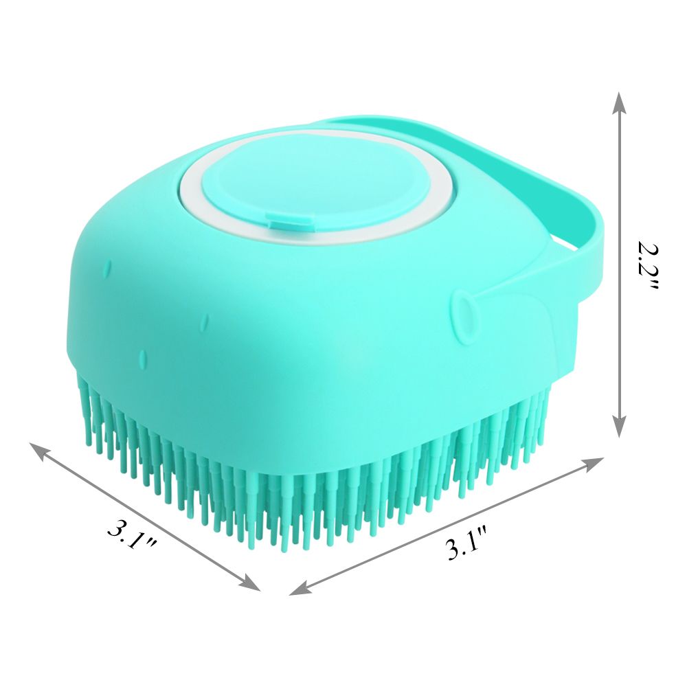 Pet Dog Shampoo Brush 2.7oz/80ml Cat Massage Comb Grooming Scrubber Brush For Bathing-Blue
