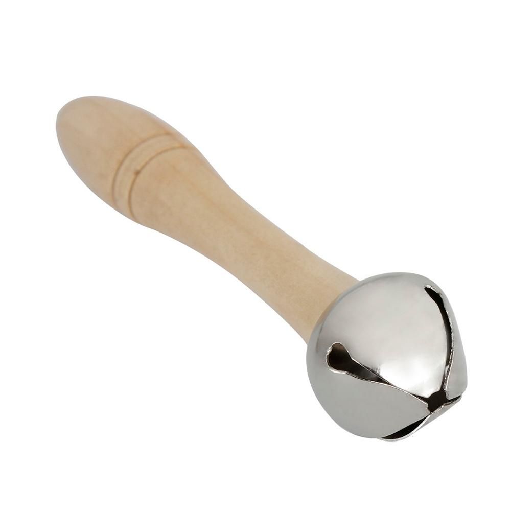 Single Jingle Bell Handbell with Wood Handle Musical Toy for Toddlers Kids Children