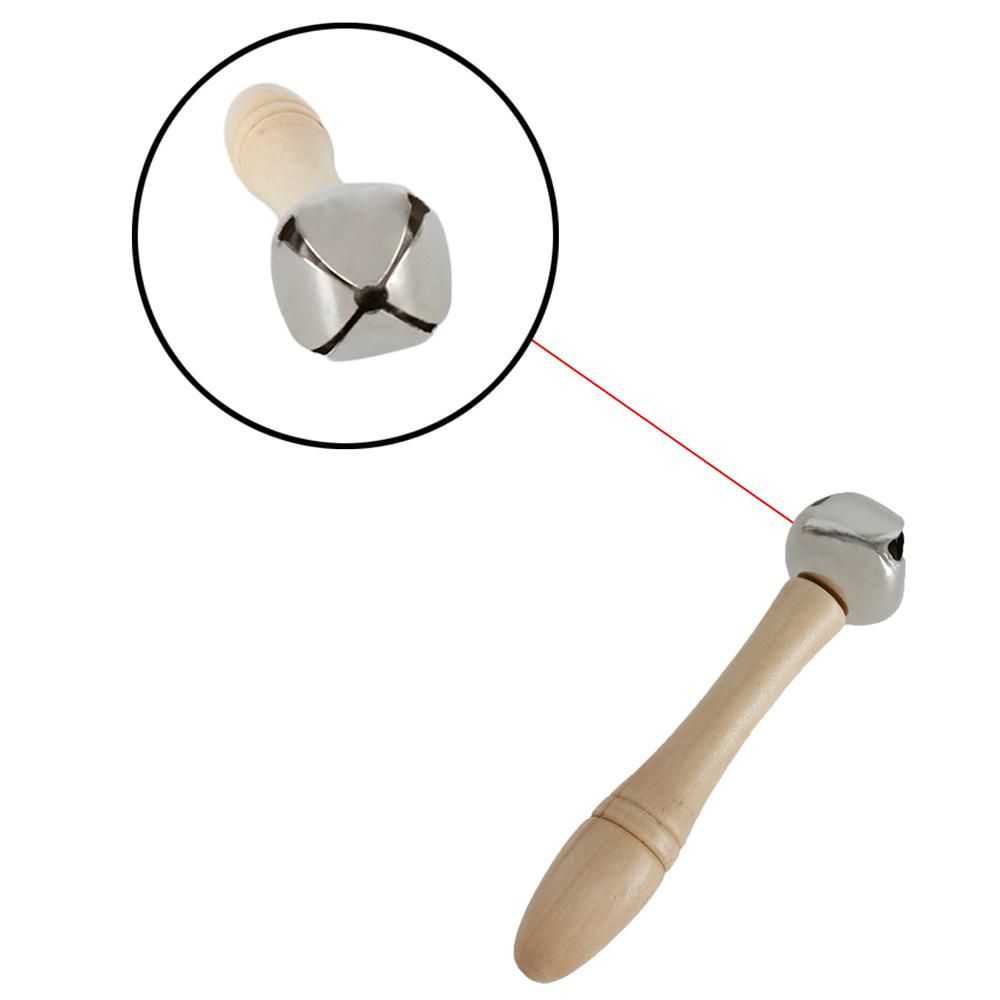 Single Jingle Bell Handbell with Wood Handle Musical Toy for Toddlers Kids Children