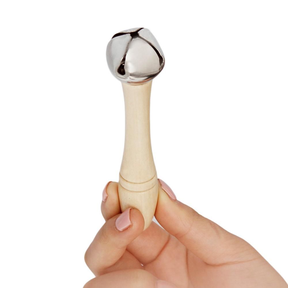 Single Jingle Bell Handbell with Wood Handle Musical Toy for Toddlers Kids Children