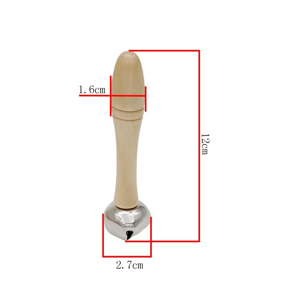 Single Jingle Bell Handbell with Wood Handle Musical Toy for Toddlers Kids Children