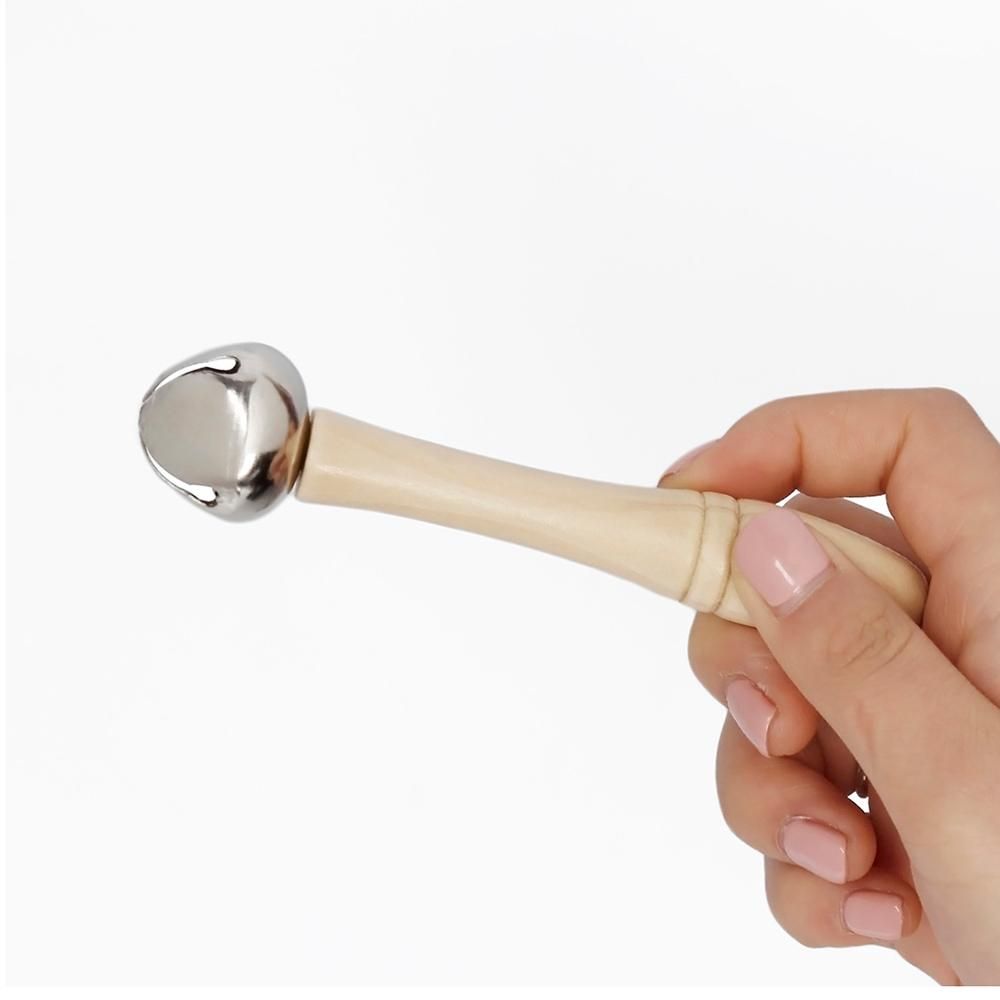 Single Jingle Bell Handbell with Wood Handle Musical Toy for Toddlers Kids Children