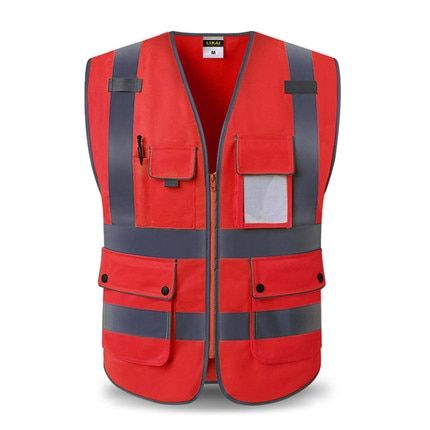 Motorcycle Jacket Hi Vis Reflective Cycling Vest-Red