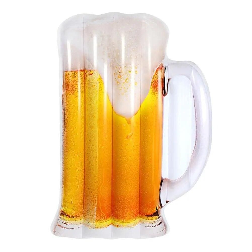 Beer Shaped Water Hammock Pool Lounger Float Inflatable Rafts Swimming Pool Air Lightweight Floating Chair Portable Pool Mat
