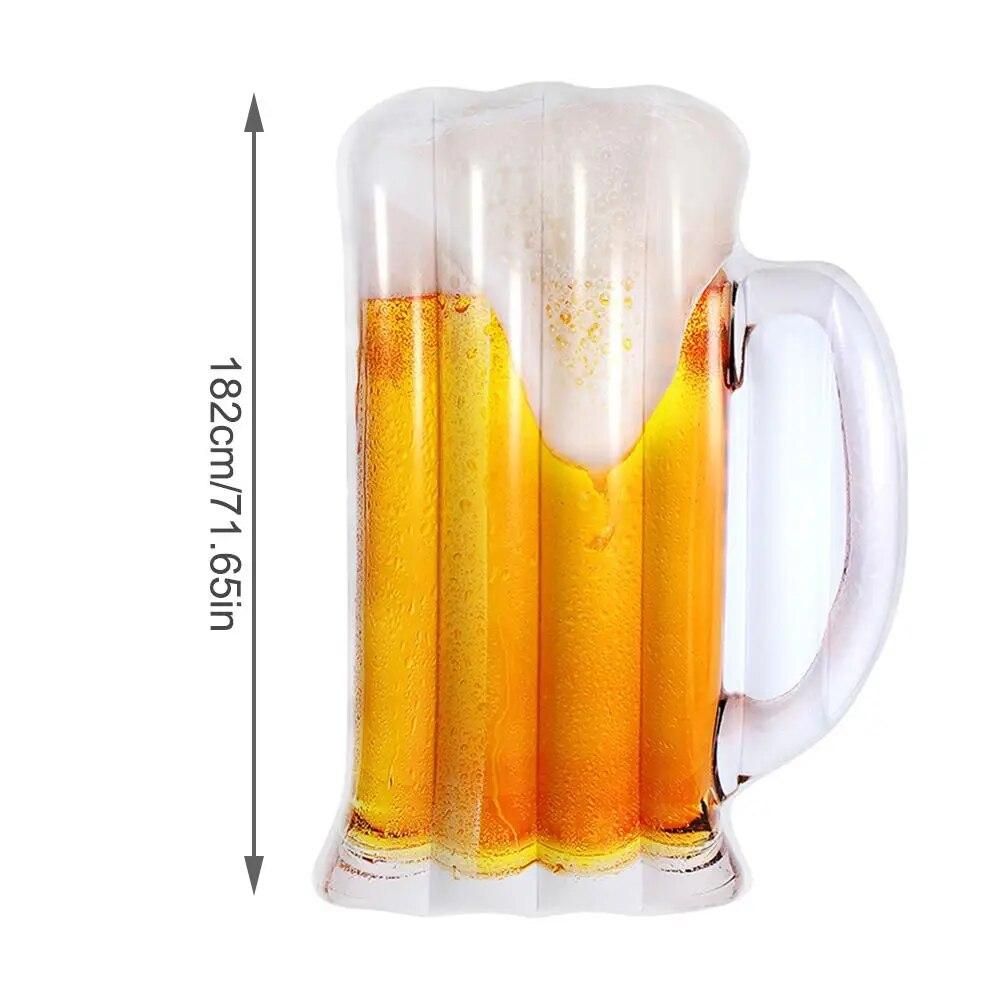 Beer Shaped Water Hammock Pool Lounger Float Inflatable Rafts Swimming Pool Air Lightweight Floating Chair Portable Pool Mat