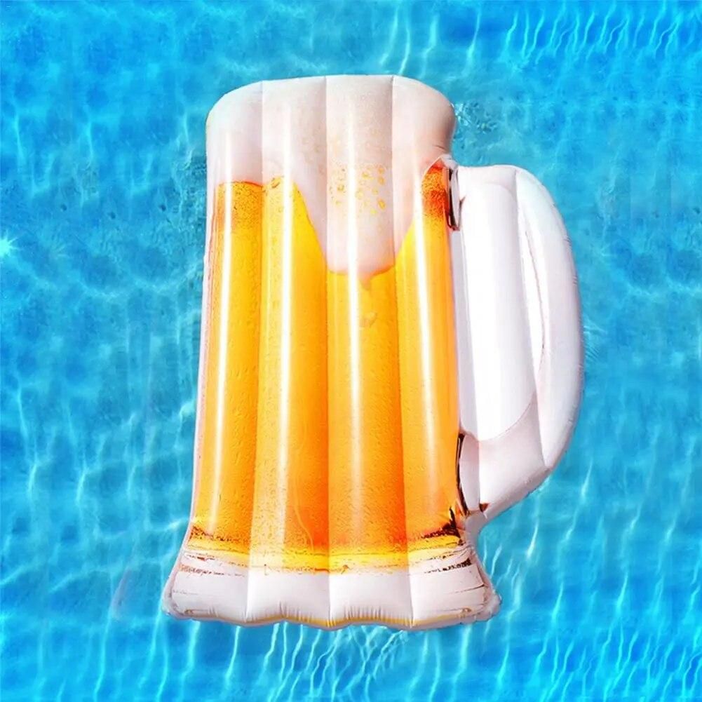 Beer Shaped Water Hammock Pool Lounger Float Inflatable Rafts Swimming Pool Air Lightweight Floating Chair Portable Pool Mat