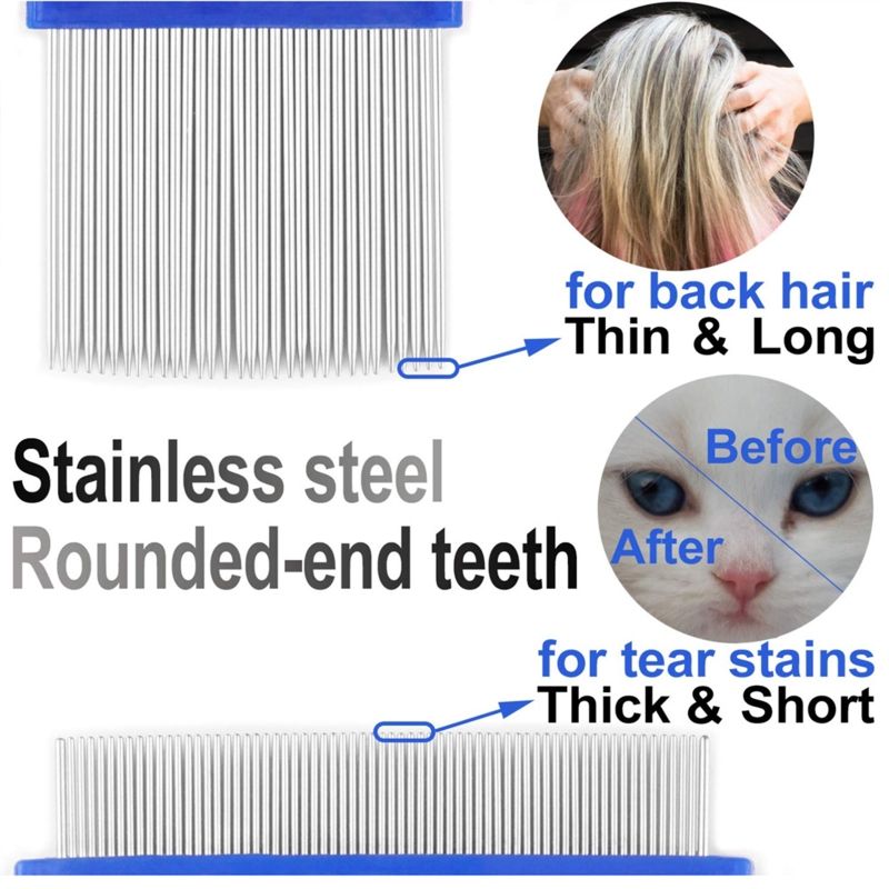 6Pcs Hair Comb Lice Comb Tear Stain Remover Dandruff & Nit Comb With Metal
