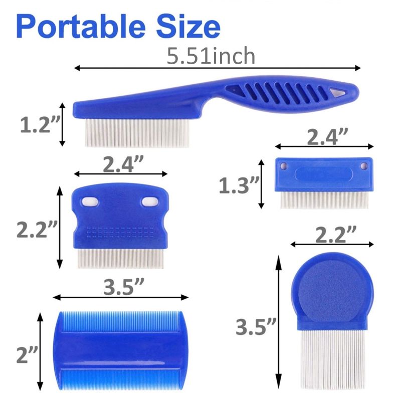 6Pcs Hair Comb Lice Comb Tear Stain Remover Dandruff & Nit Comb With Metal