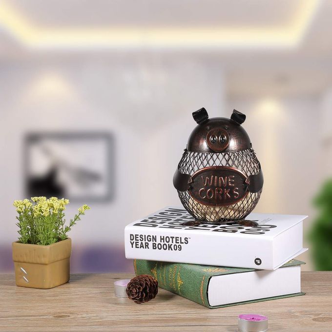 Tooarts Lovely Piggy  Cork Container Home Decor Metal-