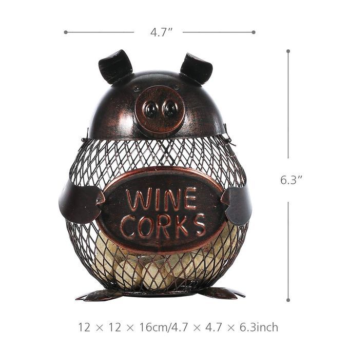 Tooarts Lovely Piggy  Cork Container Home Decor Metal-