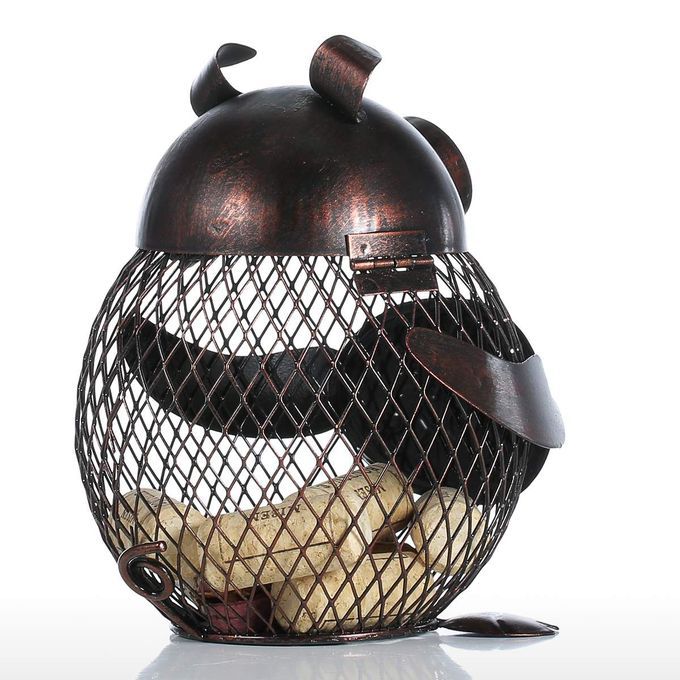 Tooarts Lovely Piggy  Cork Container Home Decor Metal-