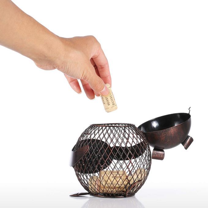 Tooarts Lovely Piggy  Cork Container Home Decor Metal-