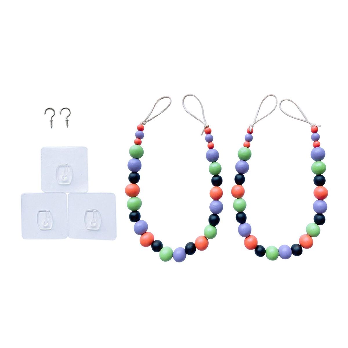 Boho Wooden Bead Curtain Tiebacks Decorative Window Drapery Colorful 1