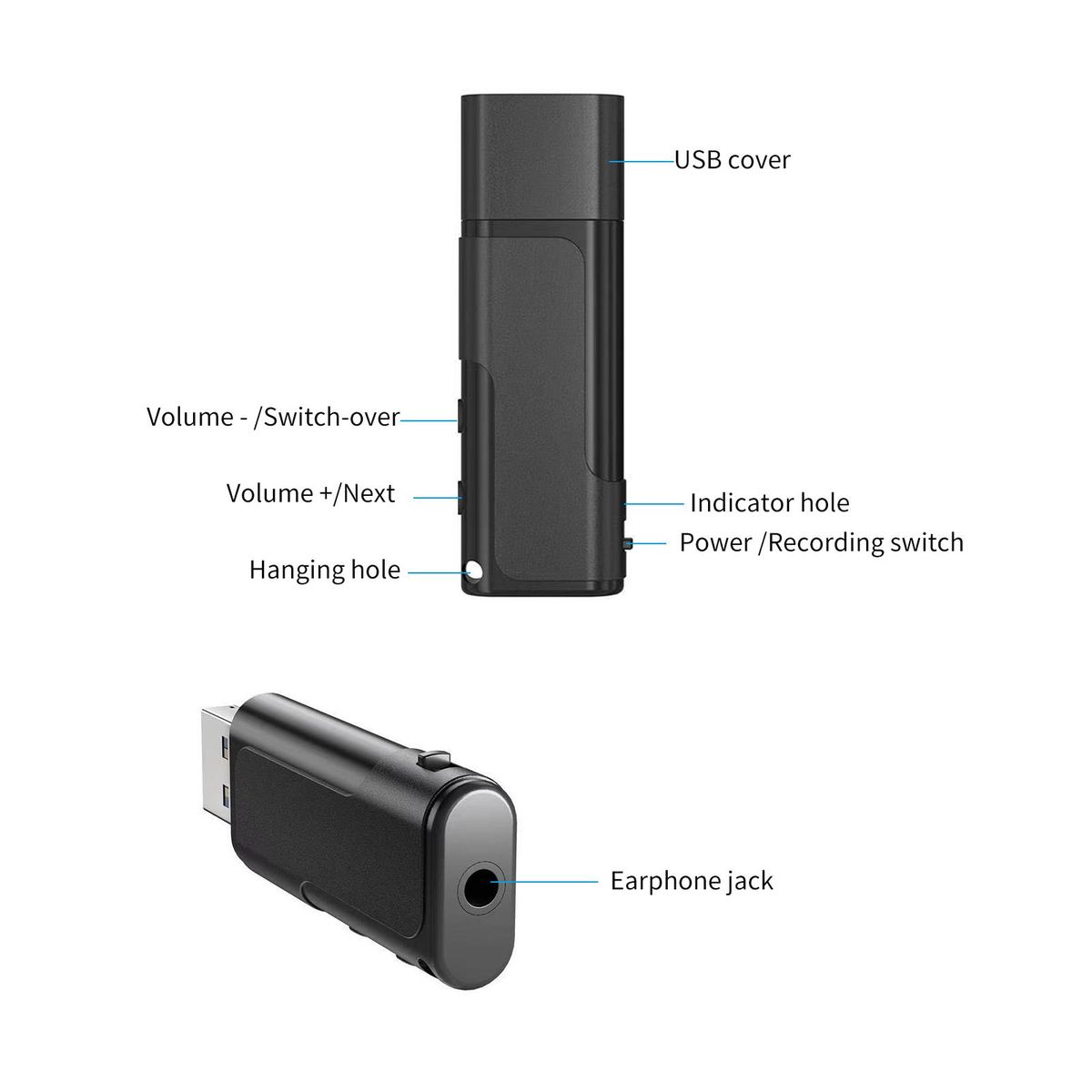 Digital Voice Recorder U-disk Flash Driver Sound Audio Activated Dictaphone Recording Device Professional 8G Storage Card with USB & Micro USB Interface for Lecture Class Meeting Interview