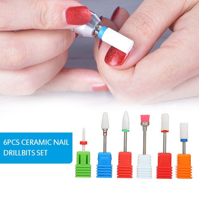 6pcs Nail Drill Bits Cuticle Cleaner Dust Drill Brush