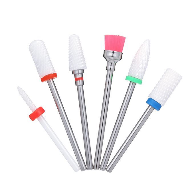 6pcs Nail Drill Bits Cuticle Cleaner Dust Drill Brush