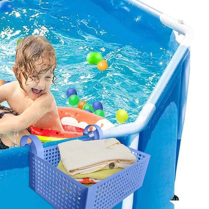 Framed Swimming Pool Storage Basket Hanging Pool Organizer Pool