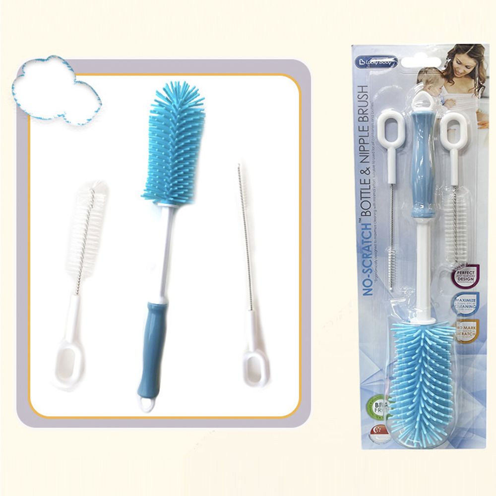 3 Pcs Soft Baby Bottle Brush Bottle And Straw Brush Cleaning