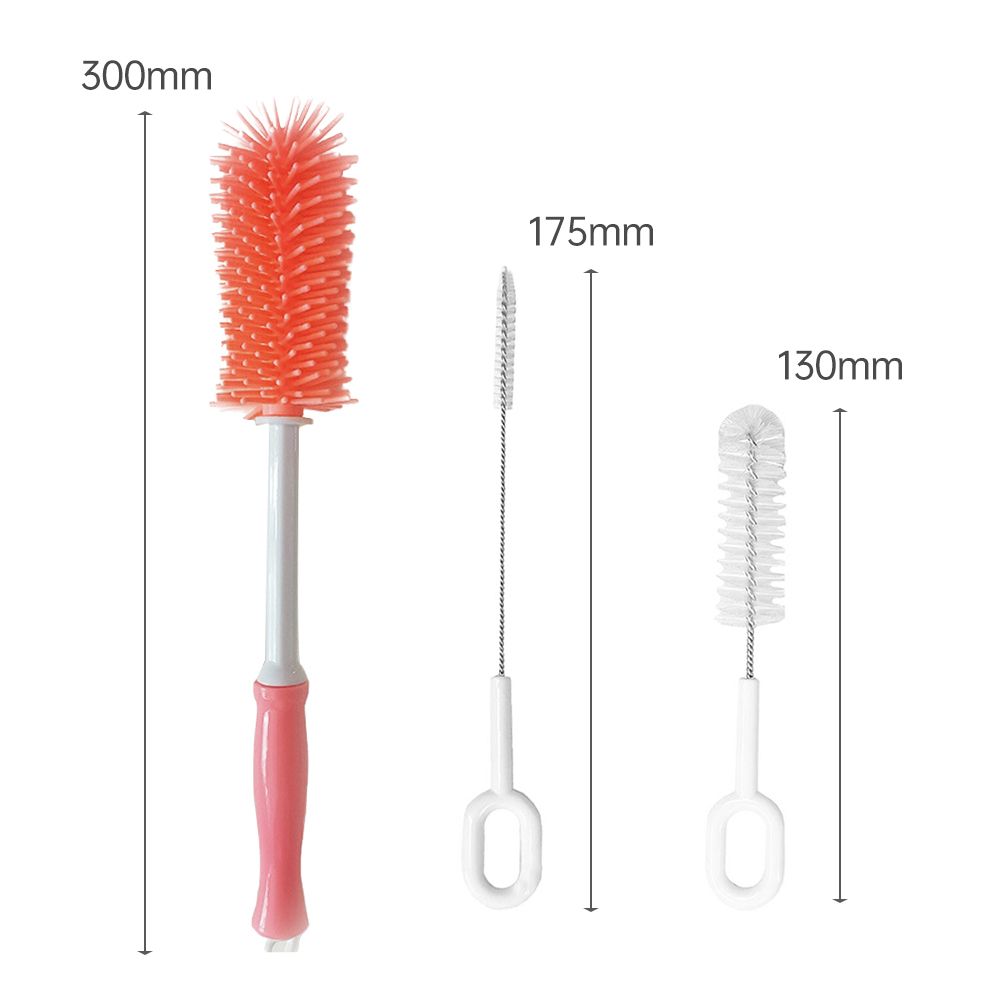 3 Pcs Soft Baby Bottle Brush Bottle And Straw Brush Cleaning