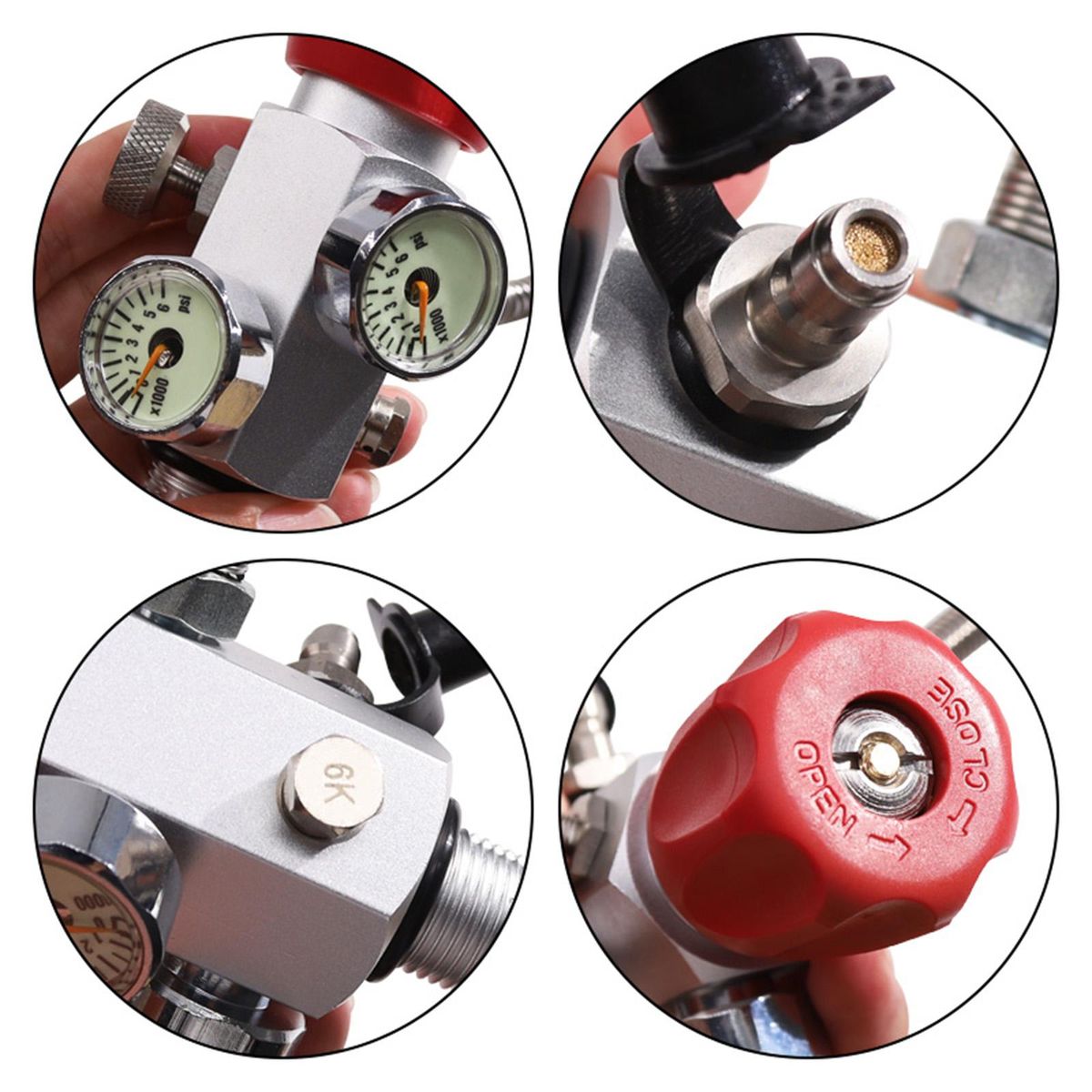 Air Filling Station Refill Adapter Portable Alloy Valve Silver 14UNF