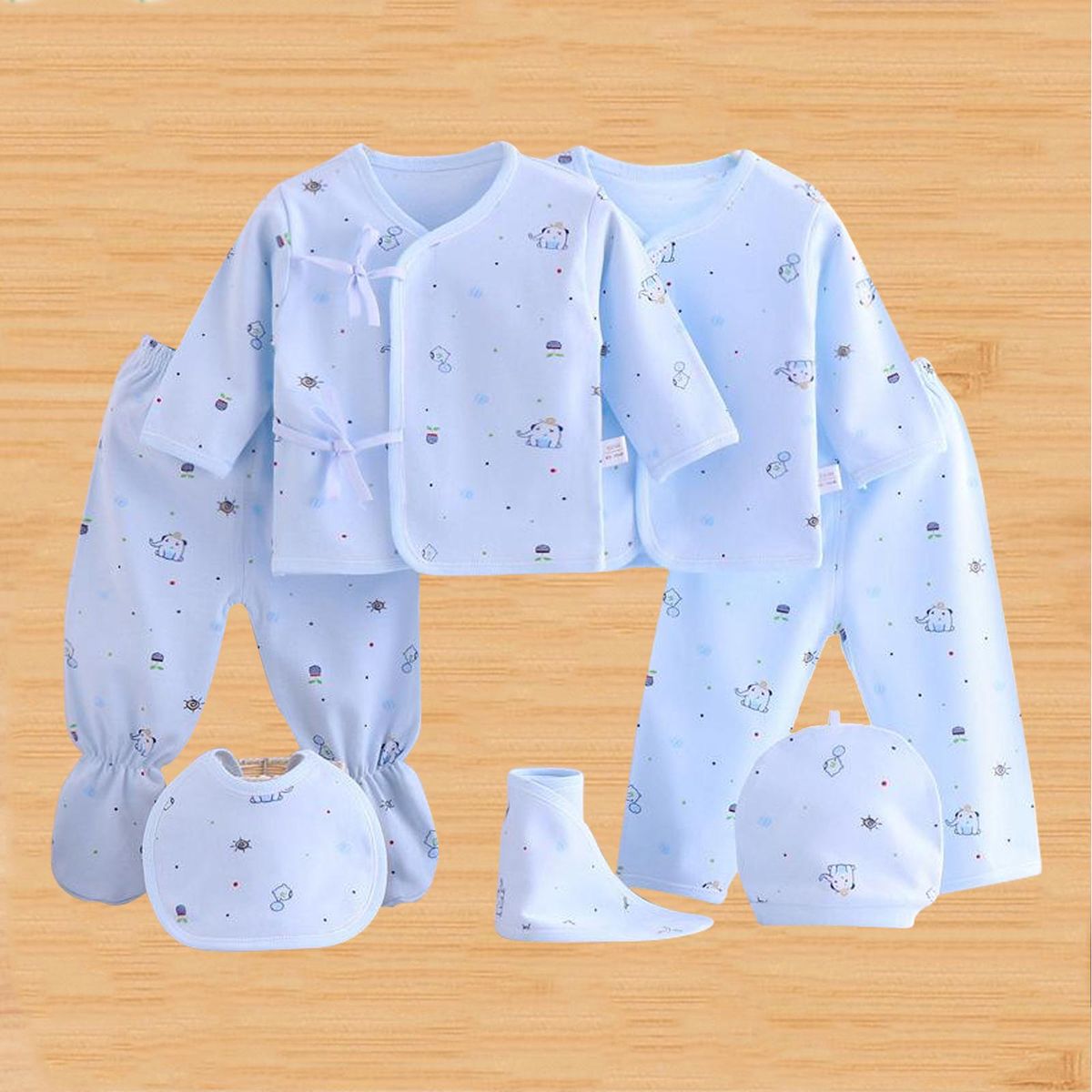 7pcs 0-3Month Baby Newborn Body Suits Clothes Set Kids Jumpsuit Blue