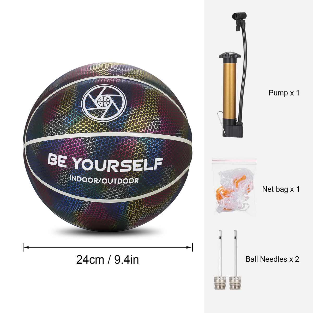 Holographic Reflective Basketball Glowing Luminous Indoor